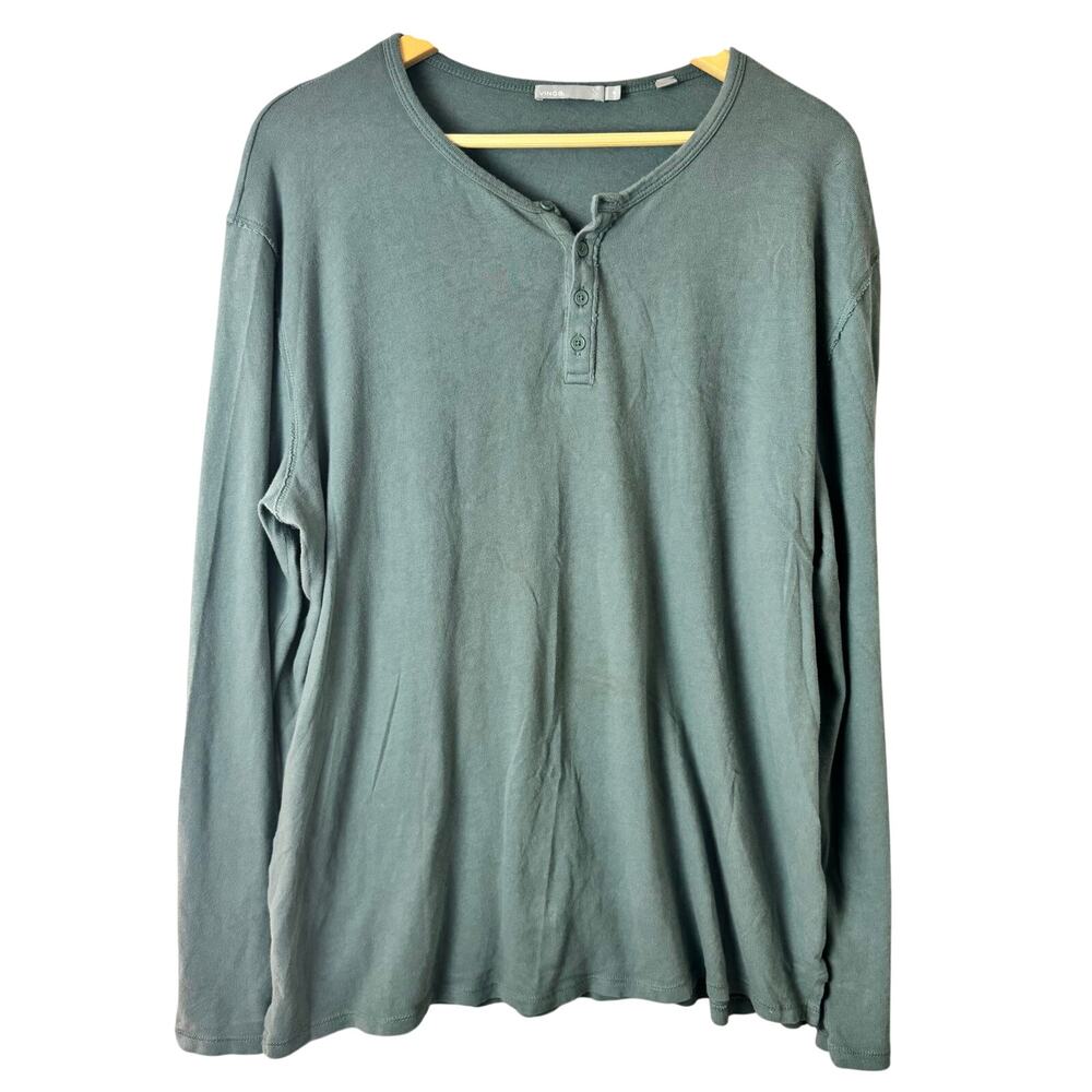 Vince Henley Shirt Mens Xl Sage Green Long Sleeve 100% Cotton Casual Minimalist